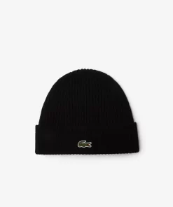 Lacoste Caps & Hats-Unisex Ribbed Wool Beanie