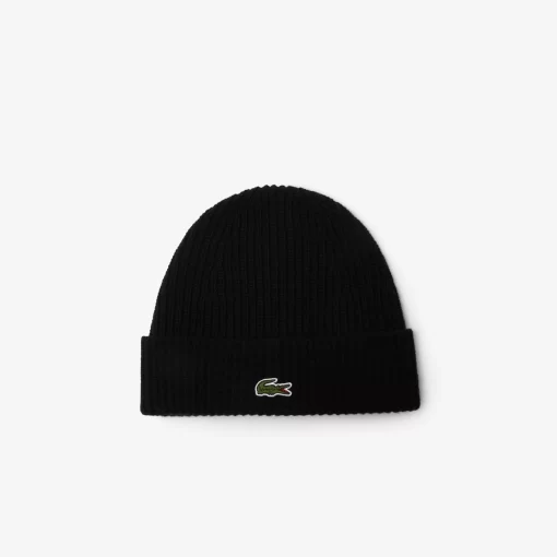 Lacoste Caps & Hats-Unisex Ribbed Wool Beanie