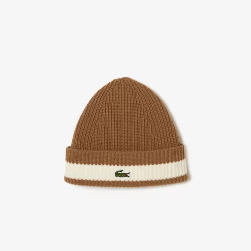 Lacoste Caps & Hats-Unisex Ribbed Wool Beanie