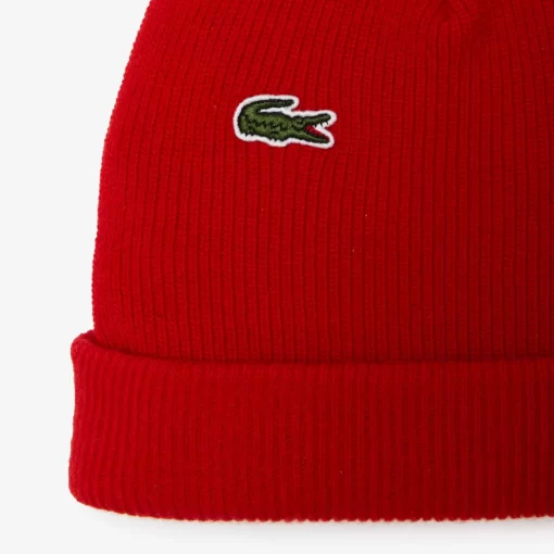 Lacoste Caps & Hats-Unisex Ribbed Wool Beanie