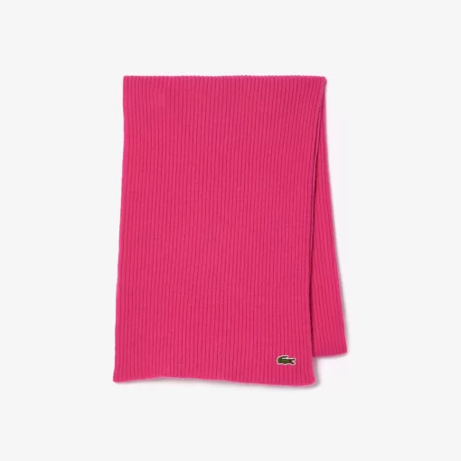 Lacoste Scarves & Stoles-Unisex Ribbed Wool Scarf