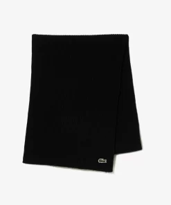 Lacoste Scarves & Stoles-Unisex Ribbed Wool Scarf