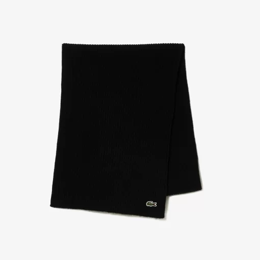 Lacoste Scarves & Stoles-Unisex Ribbed Wool Scarf