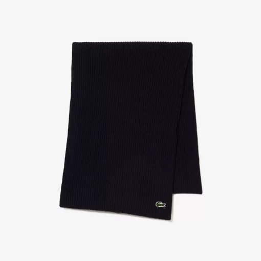 Lacoste Scarves & Stoles-Unisex Ribbed Wool Scarf