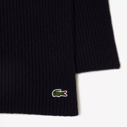 Lacoste Scarves & Stoles-Unisex Ribbed Wool Scarf