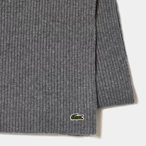 Lacoste Scarves & Stoles-Unisex Ribbed Wool Scarf