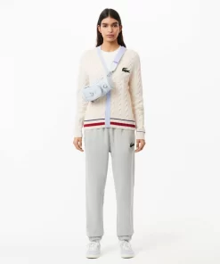 Lacoste Knitwear-Unisex V-Neck Cable Knit Organic Cotton Cardigan