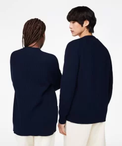 Lacoste Knitwear-Unisex V-Neck Organic Cotton Cardigan