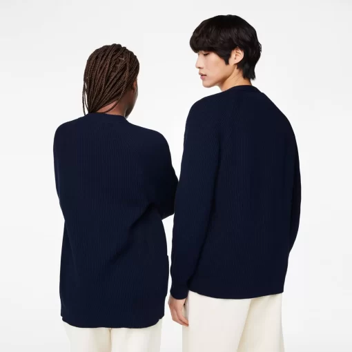 Lacoste Knitwear-Unisex V-Neck Organic Cotton Cardigan