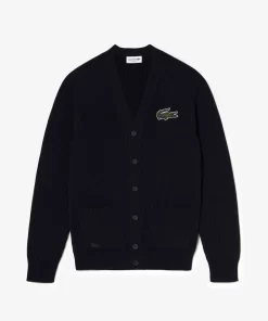 Lacoste Knitwear-Unisex V-Neck Organic Cotton Cardigan