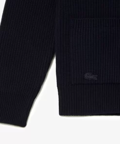 Lacoste Knitwear-Unisex V-Neck Organic Cotton Cardigan