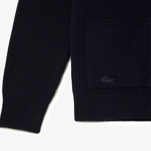 Lacoste Knitwear-Unisex V-Neck Organic Cotton Cardigan