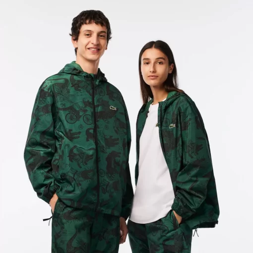 Lacoste Jackets & Coats-Unisex X Netflix Printed Hooded Jacket