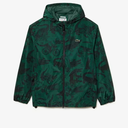 Lacoste Jackets & Coats-Unisex X Netflix Printed Hooded Jacket