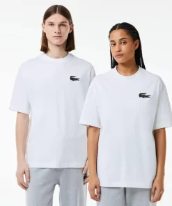 Lacoste T-Shirts-Unisex Loose Fit Large Crocodile Organic Heavy Cotton T-Shirt