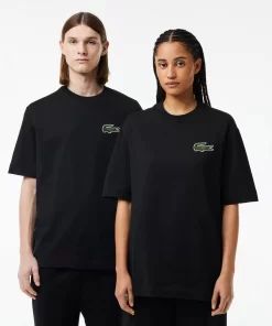 Lacoste T-Shirts-Unisex Loose Fit Large Crocodile Organic Heavy Cotton T-Shirt