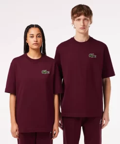 Lacoste T-Shirts-Unisex Loose Fit Large Crocodile Organic Heavy Cotton T-Shirt