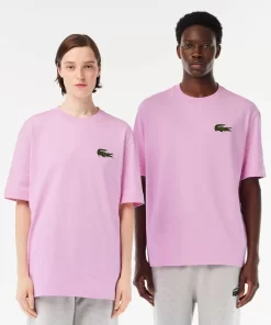 Lacoste T-Shirts-Unisex Loose Fit Large Crocodile Organic Heavy Cotton T-Shirt