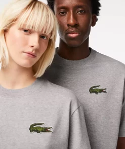 Lacoste T-Shirts-Unisex Loose Fit Large Crocodile Organic Heavy Cotton T-Shirt