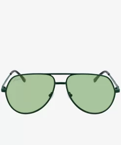 Lacoste Sunglasses-Unisex Pilot Metal Signature 101 Sunglasses