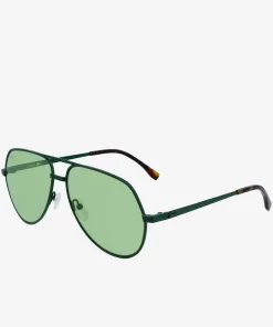 Lacoste Sunglasses-Unisex Pilot Metal Signature 101 Sunglasses