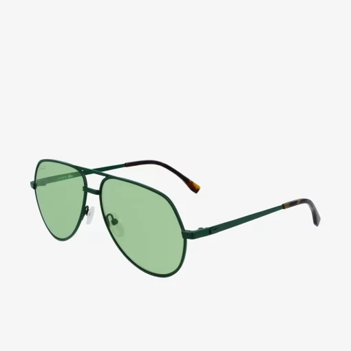 Lacoste Sunglasses-Unisex Pilot Metal Signature 101 Sunglasses