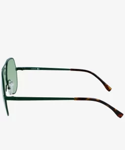 Lacoste Sunglasses-Unisex Pilot Metal Signature 101 Sunglasses