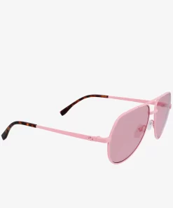 Lacoste Sunglasses-Unisex Pilot Metal Signature 101 Sunglasses