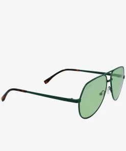 Lacoste Sunglasses-Unisex Pilot Metal Signature 101 Sunglasses