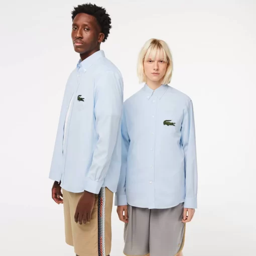 Lacoste Shirts & Tops-Unisex Relaxed Fit Large Crocodile Cotton Shirt