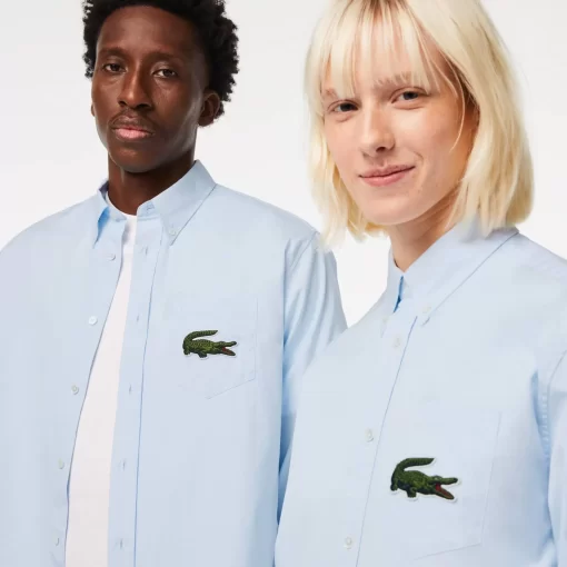 Lacoste Shirts & Tops-Unisex Relaxed Fit Large Crocodile Cotton Shirt