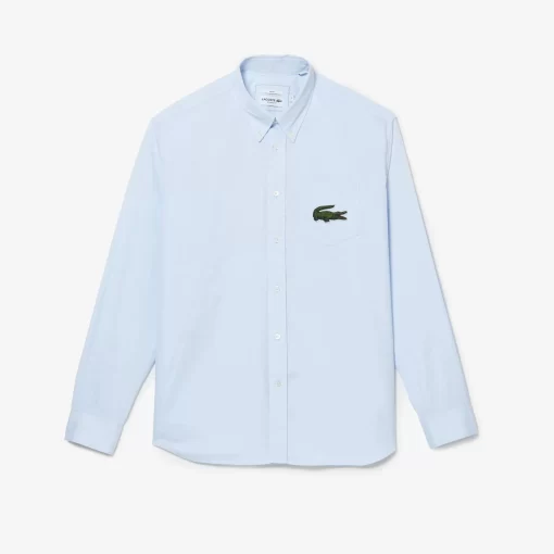 Lacoste Shirts & Tops-Unisex Relaxed Fit Large Crocodile Cotton Shirt