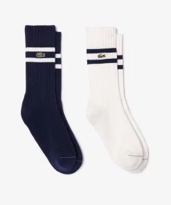 Lacoste Socks-Unisex Ribbed Knit Socks With Contrast Stripes