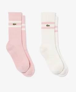 Lacoste Socks-Unisex Ribbed Knit Socks With Contrast Stripes