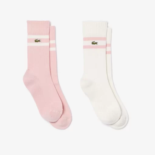 Lacoste Socks-Unisex Ribbed Knit Socks With Contrast Stripes