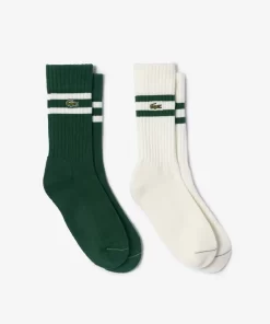 Lacoste Socks-Unisex Ribbed Knit Socks With Contrast Stripes