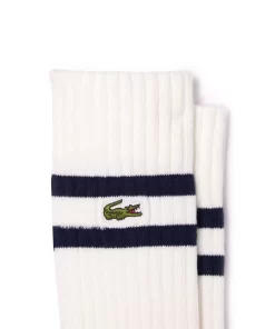 Lacoste Socks-Unisex Ribbed Knit Socks With Contrast Stripes