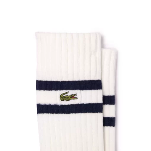 Lacoste Socks-Unisex Ribbed Knit Socks With Contrast Stripes