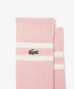 Lacoste Socks-Unisex Ribbed Knit Socks With Contrast Stripes