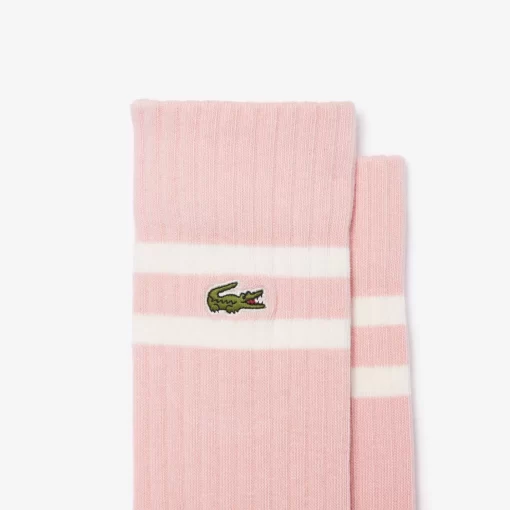 Lacoste Socks-Unisex Ribbed Knit Socks With Contrast Stripes