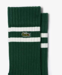 Lacoste Socks-Unisex Ribbed Knit Socks With Contrast Stripes