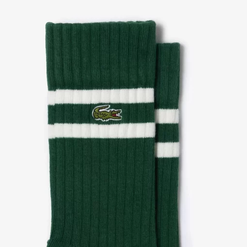 Lacoste Socks-Unisex Ribbed Knit Socks With Contrast Stripes