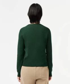 Lacoste Knitwear-V Neck Sweater In Double Sided Cotton