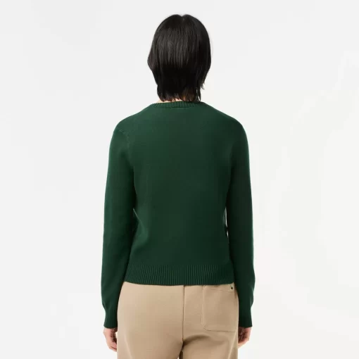 Lacoste Knitwear-V Neck Sweater In Double Sided Cotton