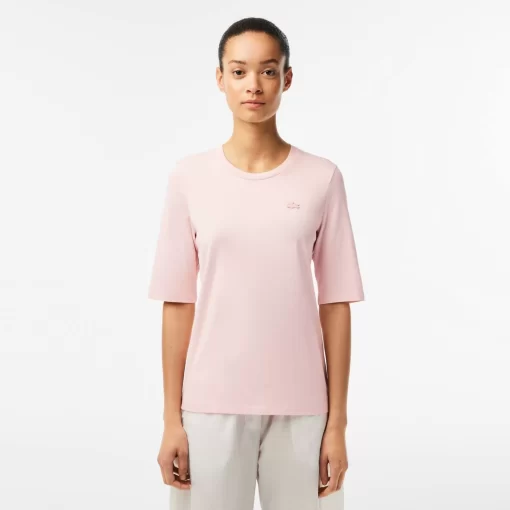 Lacoste T-Shirts-Women'S Crew Neck Cotton T-Shirt