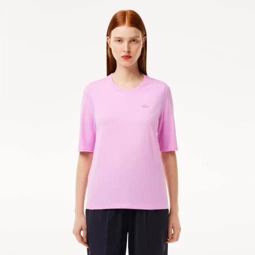 Lacoste T-Shirts-Women'S Crew Neck Cotton T-Shirt