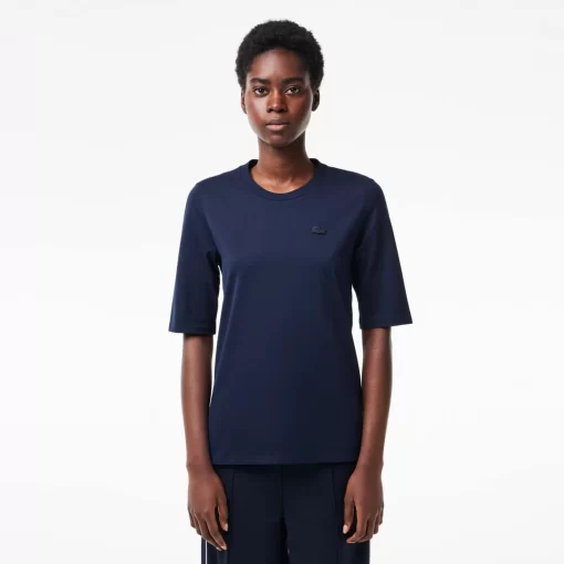 Lacoste T-Shirts-Women'S Crew Neck Cotton T-Shirt