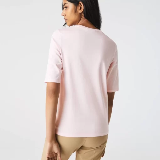 Lacoste T-Shirts-Women'S Crew Neck Cotton T-Shirt