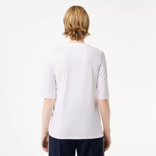 Lacoste T-Shirts-Women'S Crew Neck Cotton T-Shirt