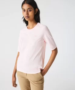 Lacoste T-Shirts-Women'S Crew Neck Cotton T-Shirt